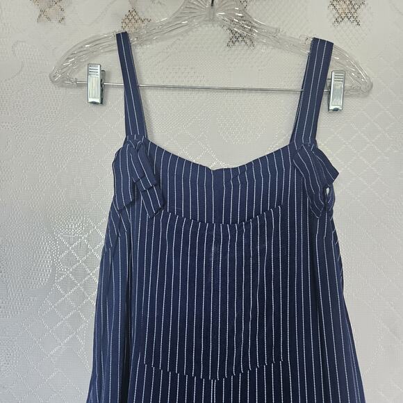 Gypsies & Moondust Medium Pinstripe Sleeveless Jumper Pockets Wide Leg Flowy - Picture 4 of 16